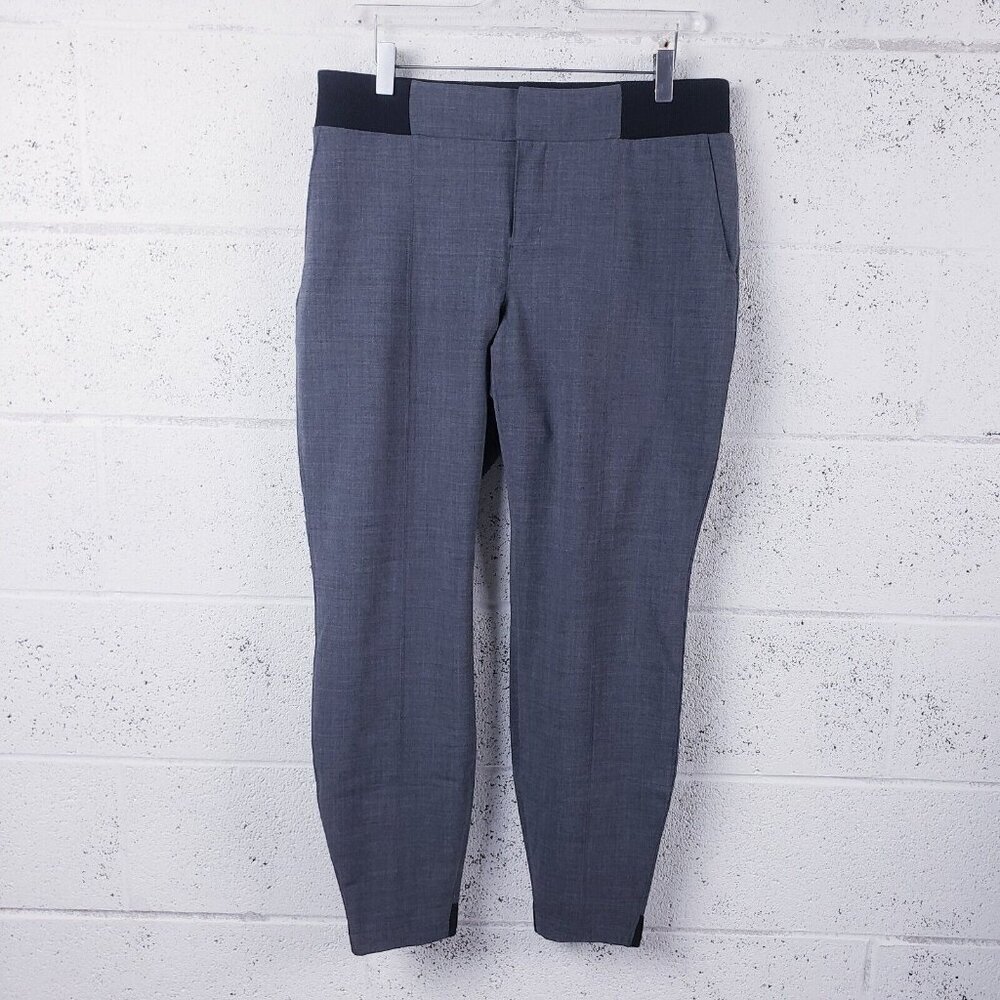 Athleta Work It City Pants Size‎ 12 Charcoal Gray Wool Blend Stretch  Tapered